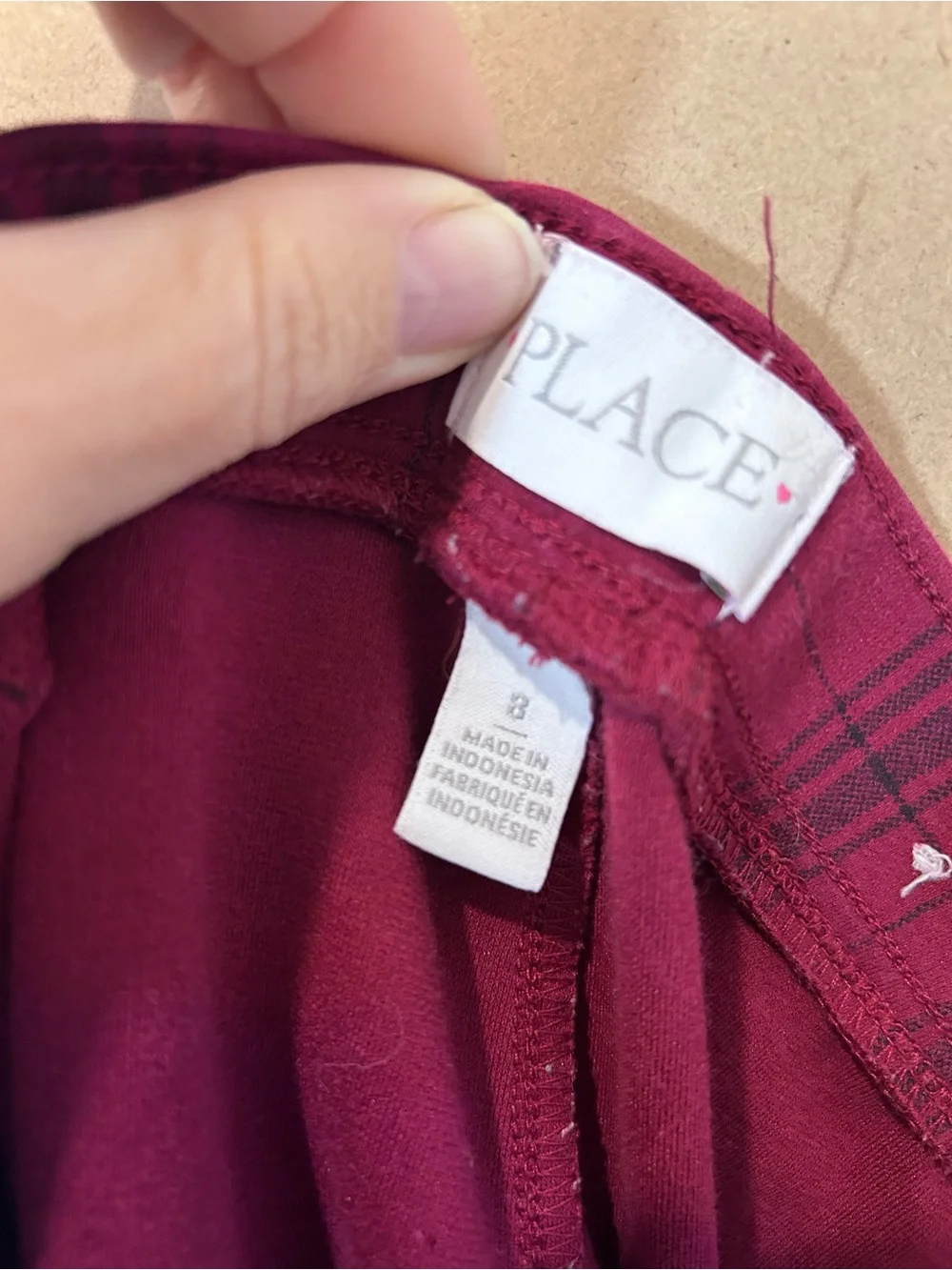 The Children’s Place Girls 8 Burgundy Plaid Ponte Jeggings Skinny Zip Pants